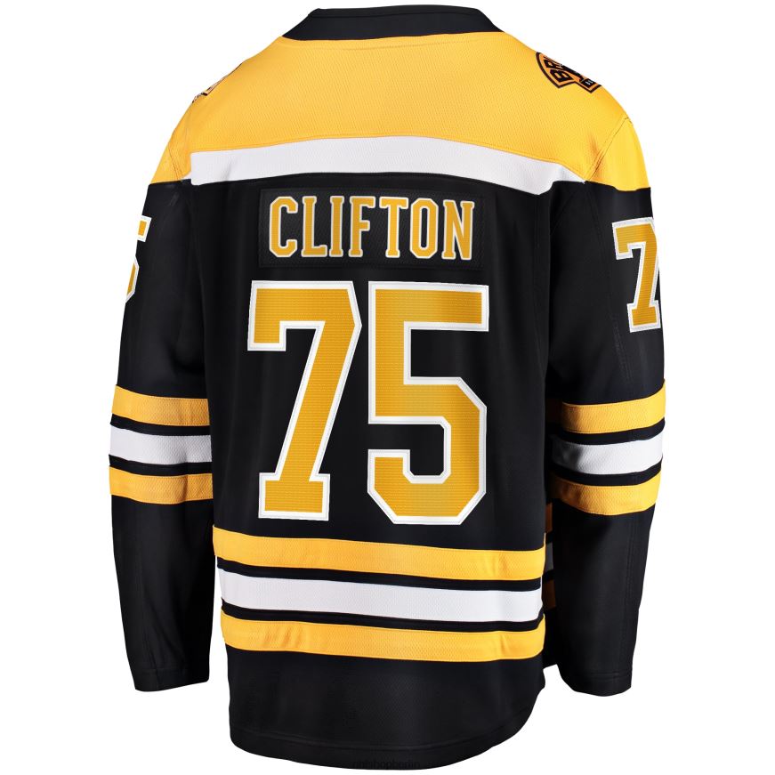 Männer NHL Boston Bruins Connor Clifton Fanatics schwarzes Replika-Spielertrikot mit Fanatics-Logo Kleidung BF680T1116