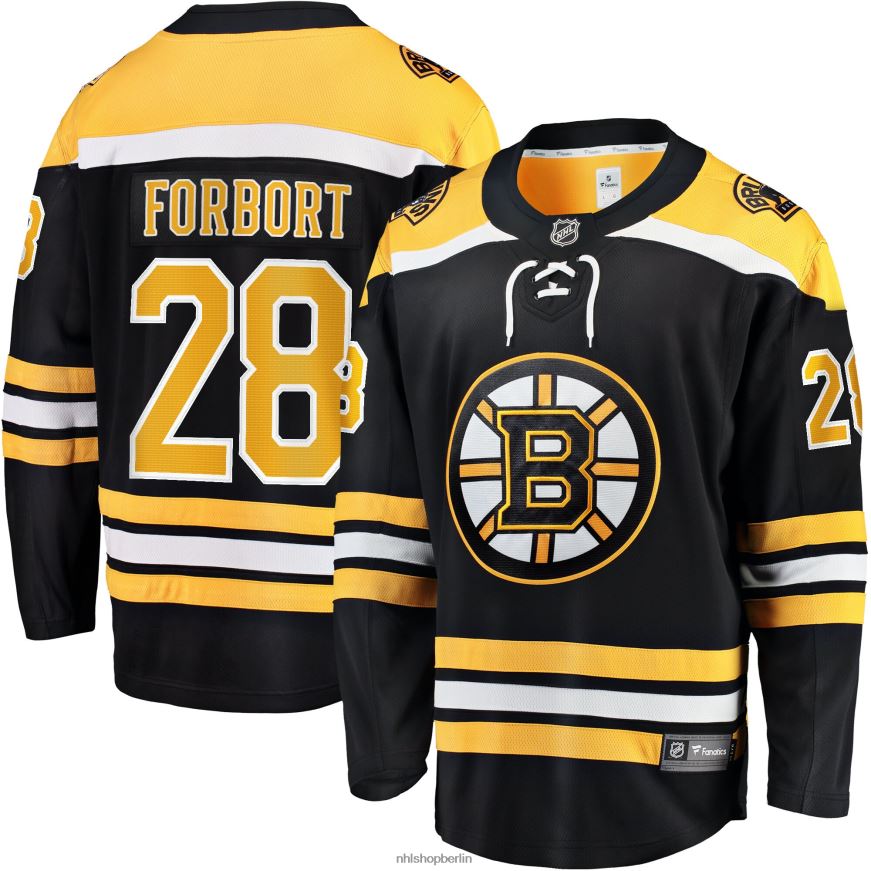 Männer NHL Boston Bruins Derek Forbort Fanatics-gebrandetes schwarzes Heim-Ausreißer-Spielertrikot Kleidung BF680T788