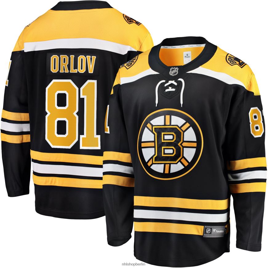 Männer NHL Boston Bruins Dmitry Orlov Fanatics-gebrandetes schwarzes Breakaway-Heimtrikot Kleidung BF680T1411