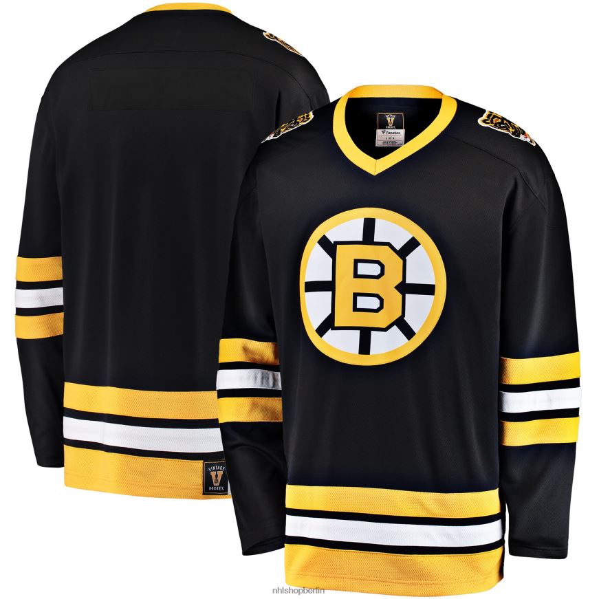 Männer NHL Boston Bruins Fanatics gebrandetes schwarzes Premier Breakaway 1987-1995 Heritage Blanko-Trikot Kleidung BF680T290