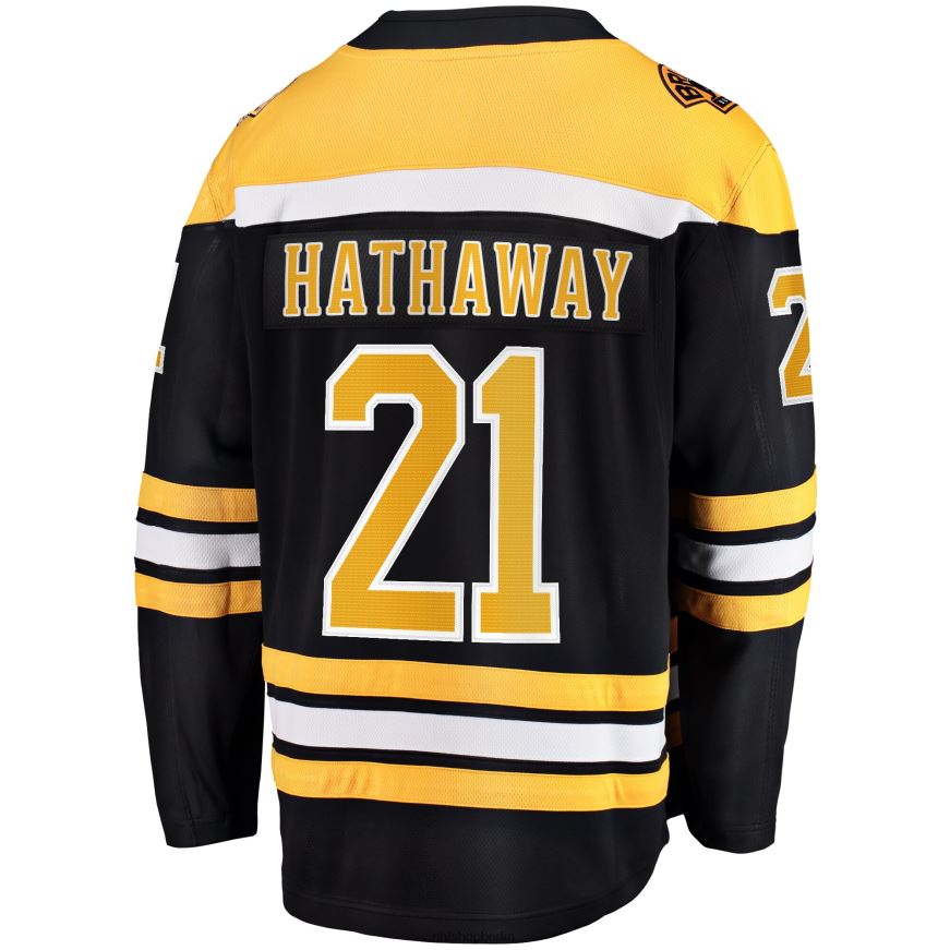 Männer NHL Boston Bruins Garnet Hathaway Fanatics-gebrandetes schwarzes Breakaway-Heimtrikot Kleidung BF680T1014