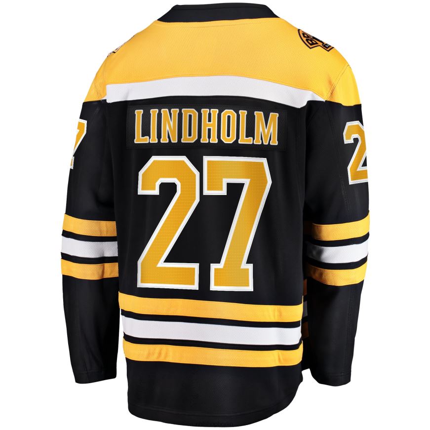 Männer NHL Boston Bruins Hampus Lindholm Fanatics-gebrandetes schwarzes Heim-Ausreißer-Spielertrikot Kleidung BF680T585