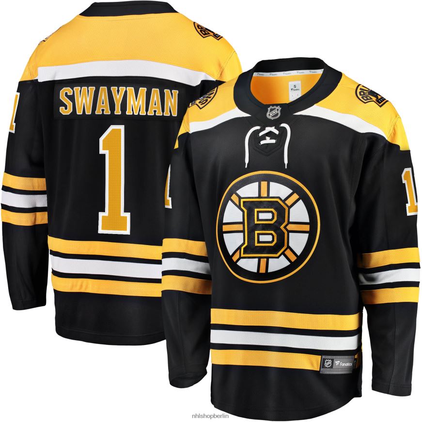 Männer NHL Boston Bruins Jeremy Swayman Fanatics Branded Black 2017/18 Heim-Breakaway-Replica-Trikot Kleidung BF680T123