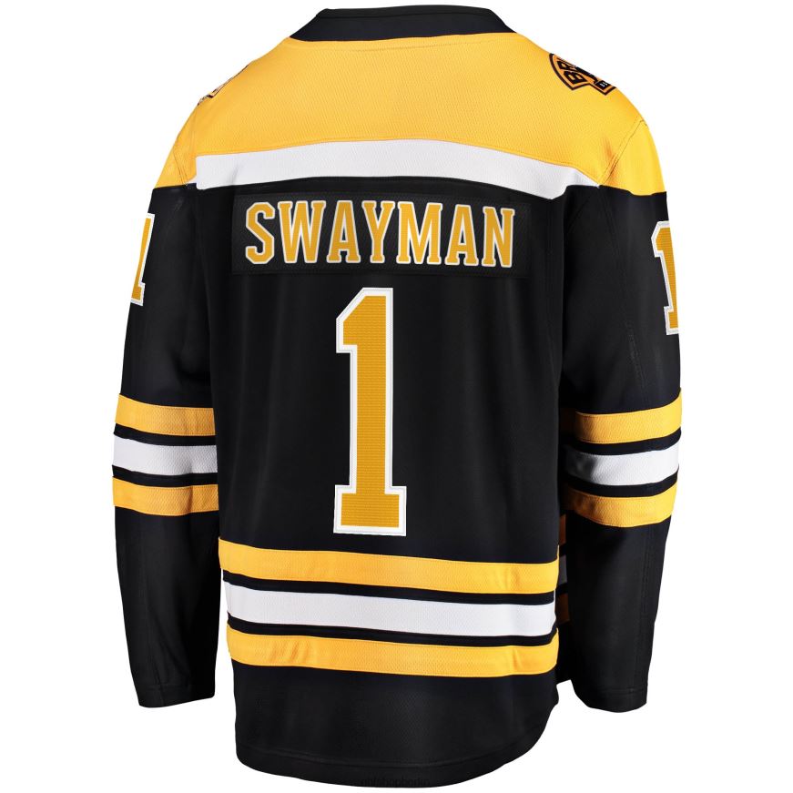 Männer NHL Boston Bruins Jeremy Swayman Fanatics Branded Black 2017/18 Heim-Breakaway-Replica-Trikot Kleidung BF680T123