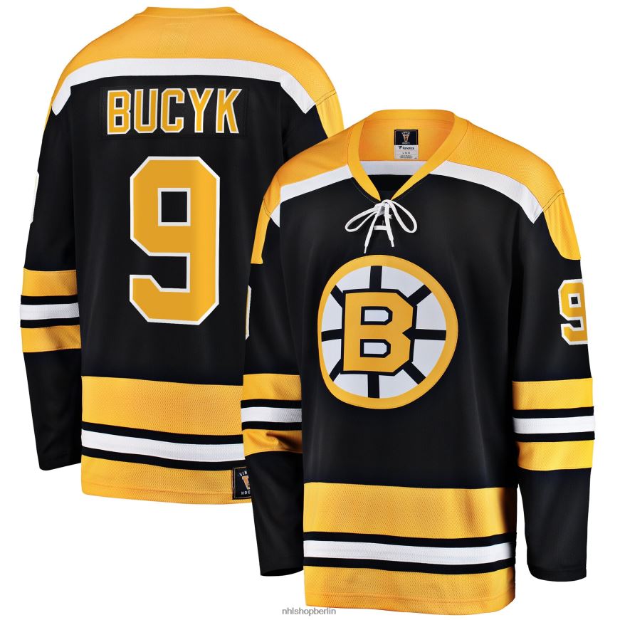 Männer NHL Boston Bruins John Bucyk Fanatics gebrandetes schwarzes Premier Breakaway-Spielertrikot im Ruhestand Kleidung BF680T1241