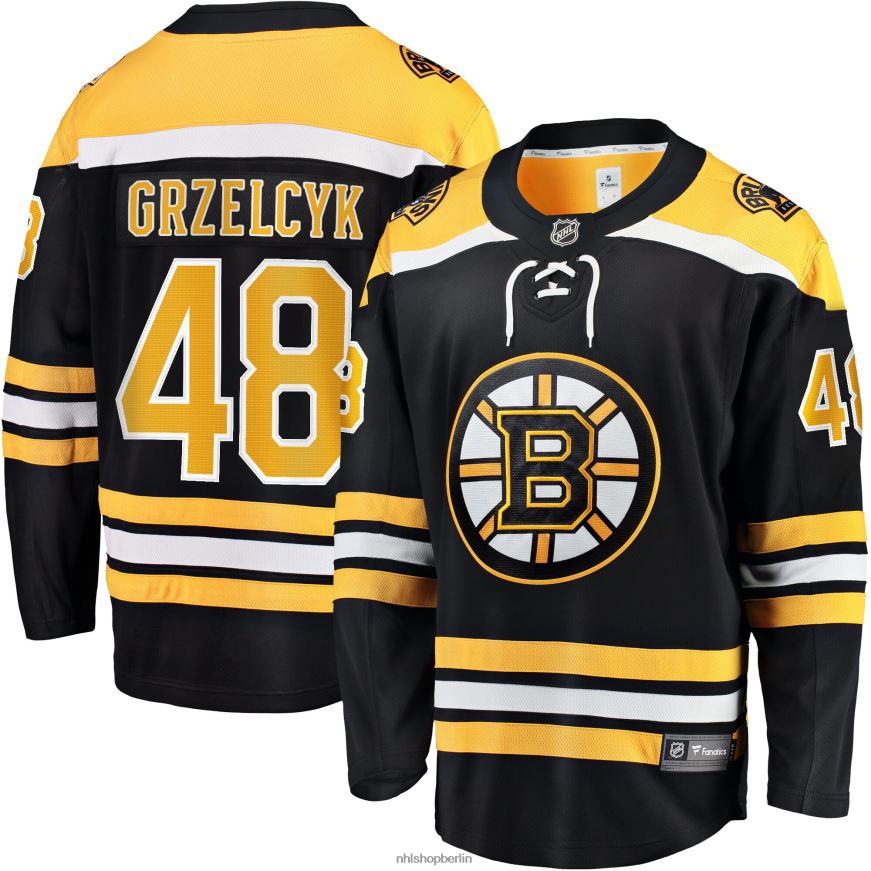 Männer NHL Boston Bruins Matt Grzelcyk Fanatics-gebrandetes schwarzes Team-Heimtrikot für Breakaway-Spieler Kleidung BF680T909