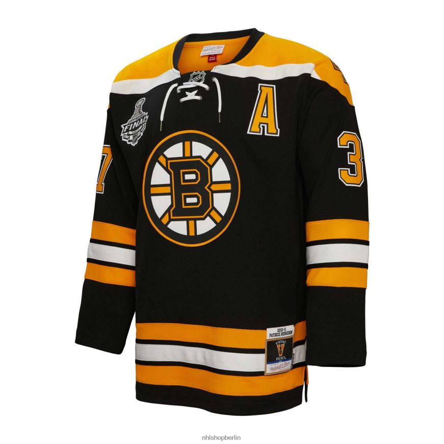 Männer NHL Boston Bruins Patrice Bergeron Mitchell  Ness schwarzes 2010 Blue Line Spielertrikot Kleidung BF680T158