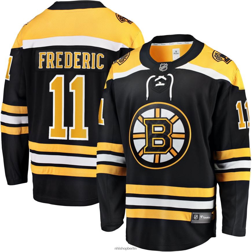 Männer NHL Boston Bruins Trent Frederic Fanatics gebrandetes schwarzes Heim-Ausreißer-Spielertrikot Kleidung BF680T451