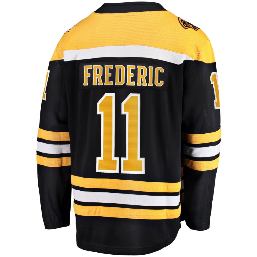 Männer NHL Boston Bruins Trent Frederic Fanatics gebrandetes schwarzes Heim-Ausreißer-Spielertrikot Kleidung BF680T451