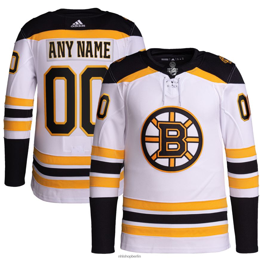 Männer NHL Boston Bruins adidas White Away Primegreen Authentic Pro Custom Trikot Kleidung BF680T128