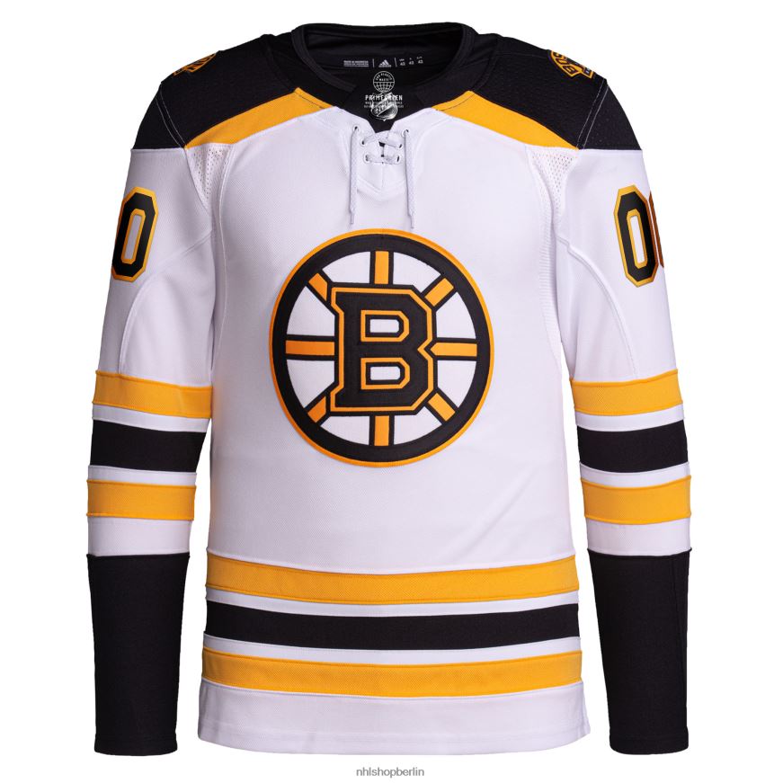 Männer NHL Boston Bruins adidas White Away Primegreen Authentic Pro Custom Trikot Kleidung BF680T128