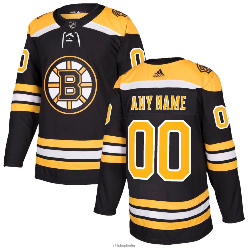 Männer NHL Boston Bruins adidas schwarzes authentisches individuelles Trikot Kleidung BF680T81