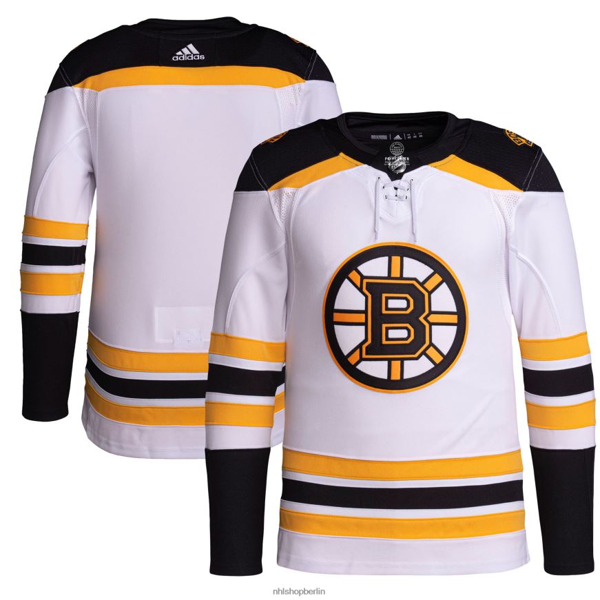 Männer NHL Boston Bruins adidas weißes Away Primegreen Authentic Pro-Trikot Kleidung BF680T1011