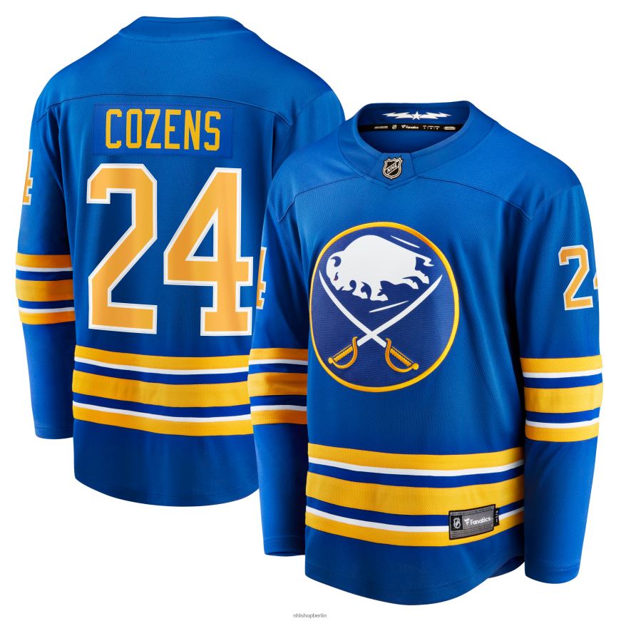 Männer NHL Buffalo Sabres Dylan Cozens Fanatics-gebrandetes Royal Home Breakaway-Spielertrikot Kleidung BF680T508