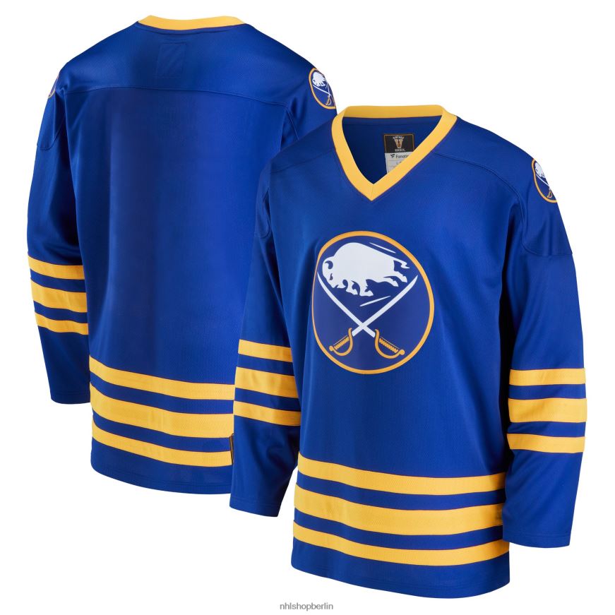 Männer NHL Buffalo Sabres Fanatics-gebrandetes Royal Premier Breakaway Heritage-Trikot Kleidung BF680T465