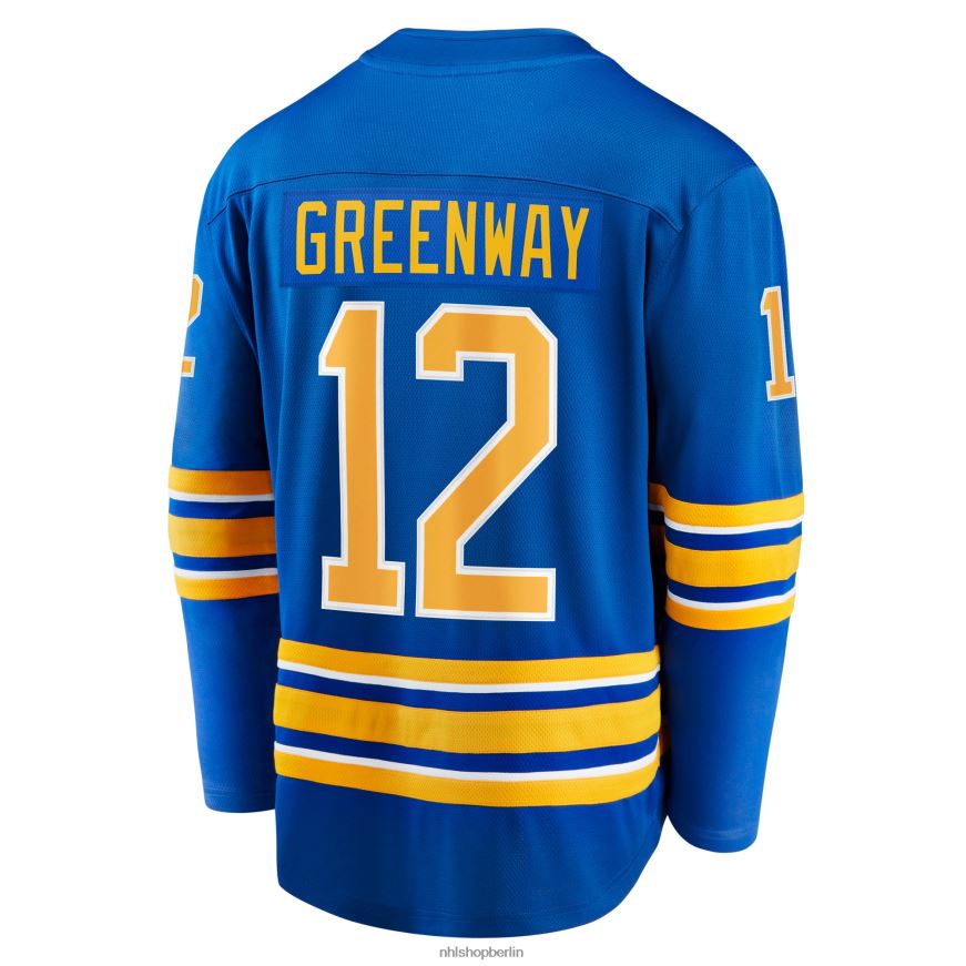 Männer NHL Buffalo Sabres Jordan Greenway Fanatics Royal Home Breakaway-Trikot mit Branding Kleidung BF680T1221