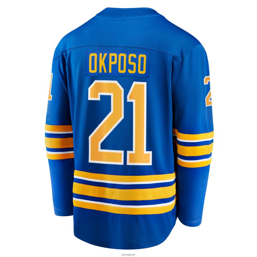 Männer NHL Buffalo Sabres Kyle Okposo Royal Home Breakaway-Trikot mit Fanatics-Logo Kleidung BF680T1748