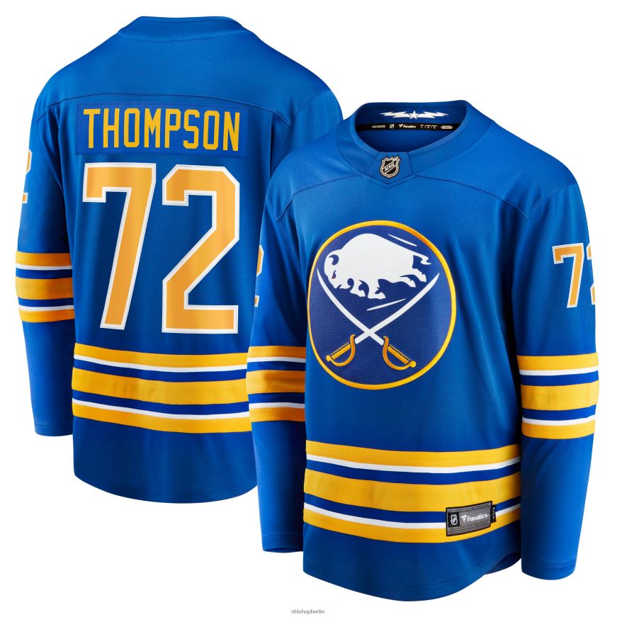 Männer NHL Buffalo Sabres Tage Thompson Fanatics Branded Royal Home Breakaway-Spielertrikot Kleidung BF680T85