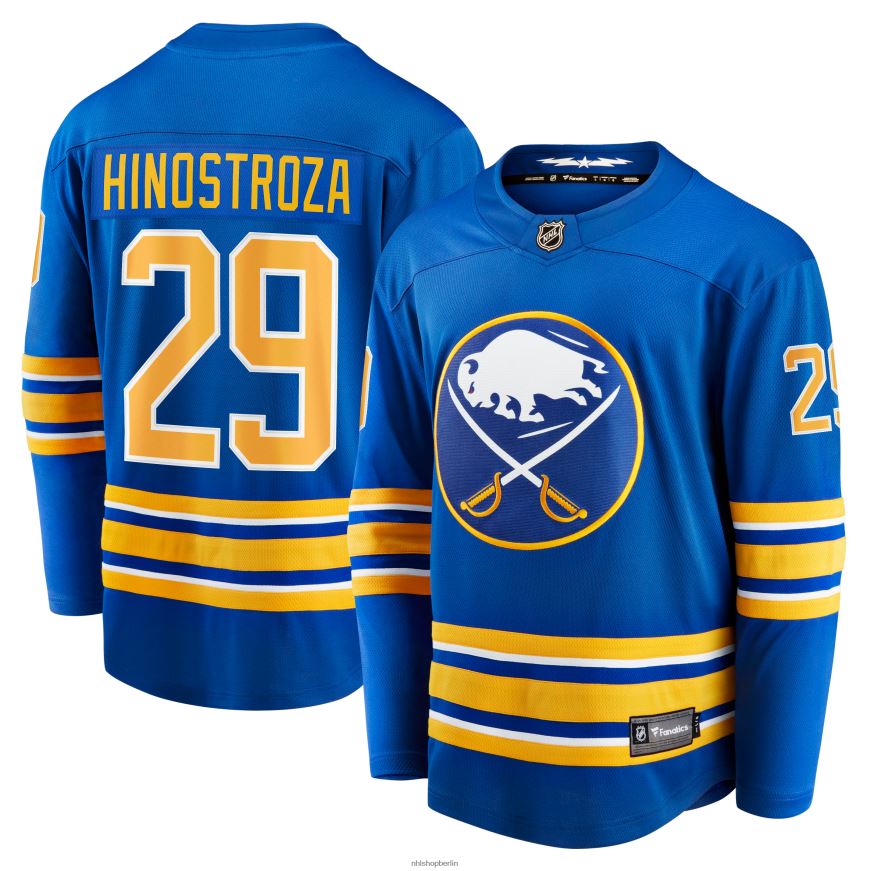 Männer NHL Buffalo Sabres Vinnie Hinostroza Fanatics Branded Royal Home Breakaway-Spielertrikot Kleidung BF680T2257