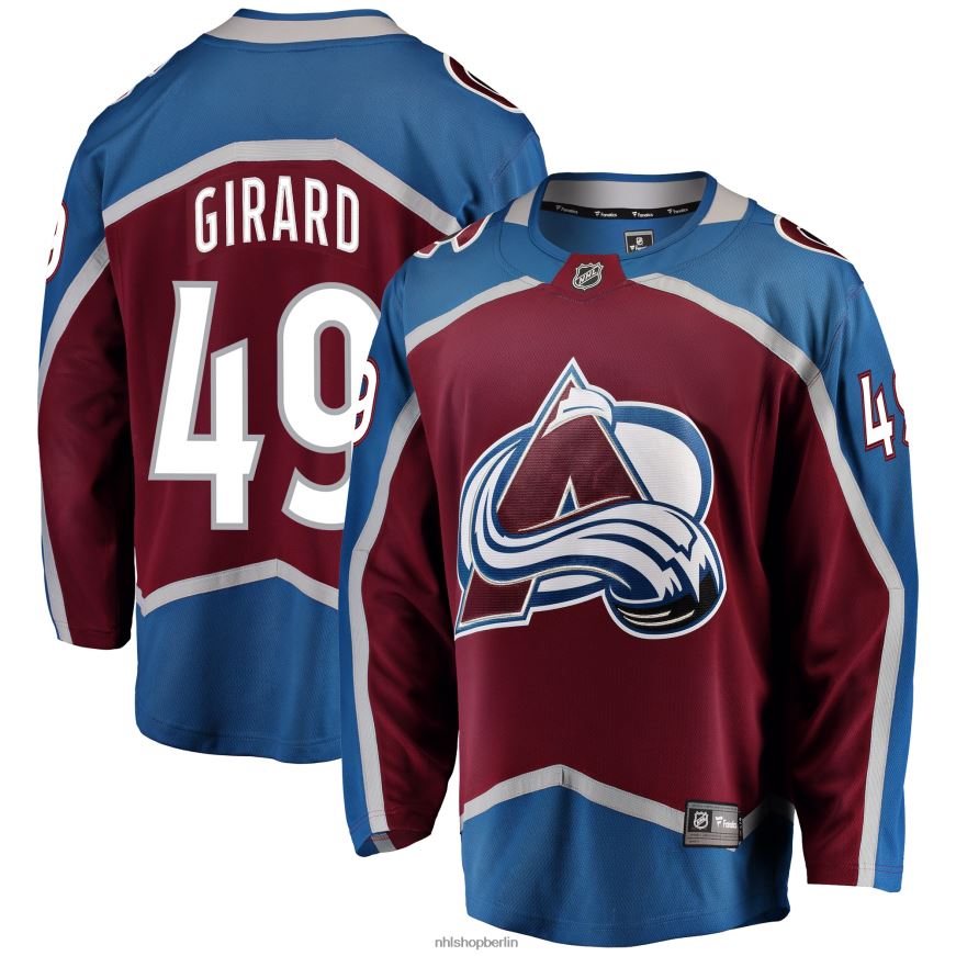 Männer NHL Burgunderfarbenes Breakaway-Spielertrikot mit Fanatics-Logo von Colorado Avalanche Samuel Girard Kleidung BF680T2158