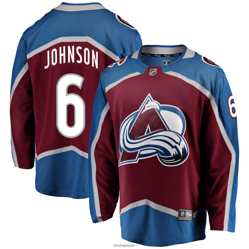 Männer NHL Burgunderrotes Breakaway-Spielertrikot mit Fanatics-Logo von Colorado Avalanche Erik Johnson Kleidung BF680T554