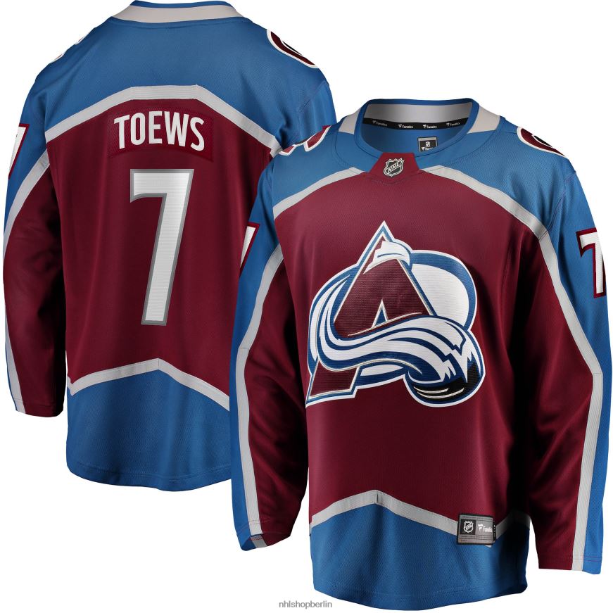 Männer NHL Burgundiges Breakaway-Heimtrikot der Colorado Avalanche Devon Toews mit Fanatics-Logo Kleidung BF680T1056