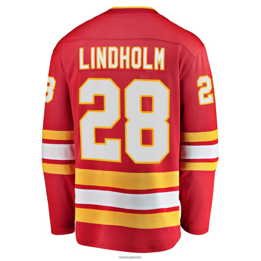 Männer NHL Calgary Flames Elias Lindholm Fanatics-gebrandetes rotes Heimmannschafts-Abtrünnigen-Spielertrikot Kleidung BF680T1252