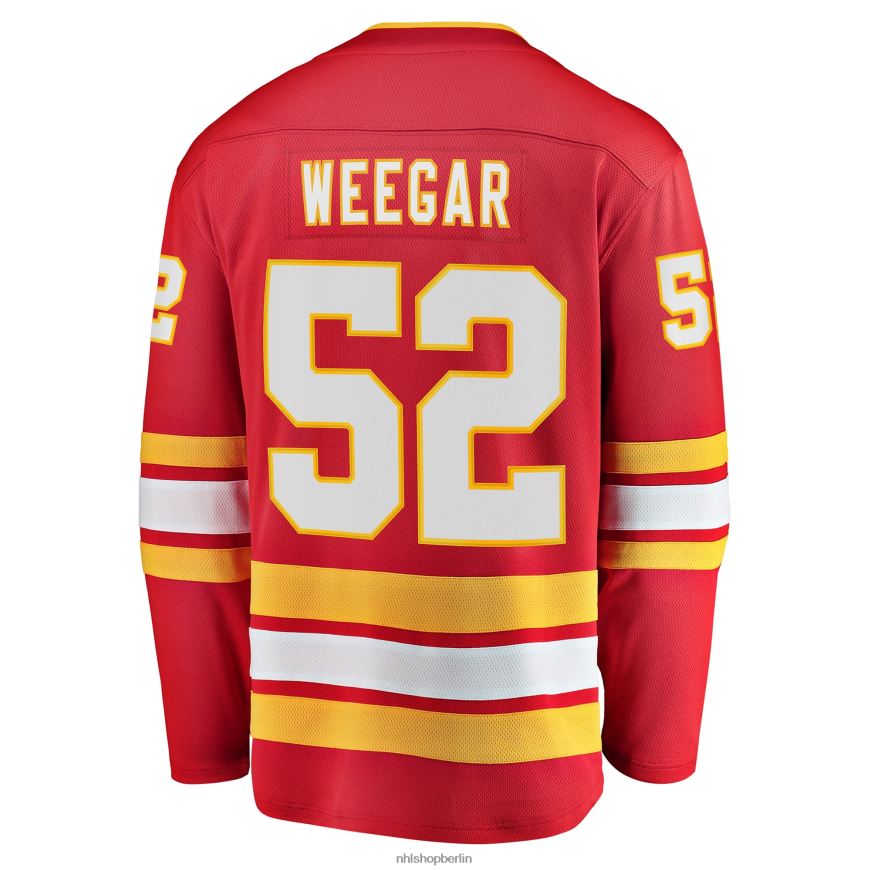 Männer NHL Calgary Flames Mackenzie Weegar Fanatics-gebrandetes rotes Heim-Ausreißer-Spielertrikot Kleidung BF680T1830