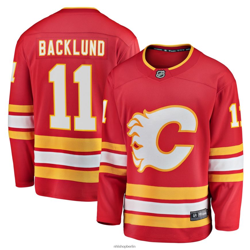 Männer NHL Calgary Flames Mikael Backlund Fanatics-gebrandetes rotes Home-Breakaway-Spielertrikot Kleidung BF680T1551