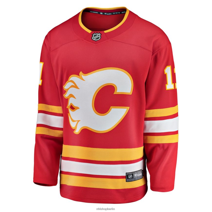 Männer NHL Calgary Flames Mikael Backlund Fanatics-gebrandetes rotes Home-Breakaway-Spielertrikot Kleidung BF680T1551