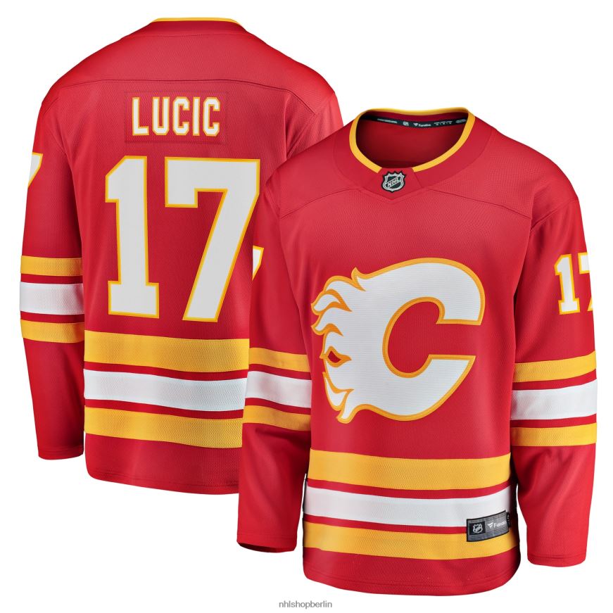 Männer NHL Calgary Flames Milan Lucic Fanatics-gebrandetes rotes Heim-Ausreißer-Spielertrikot Kleidung BF680T1119