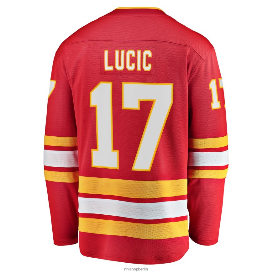 Männer NHL Calgary Flames Milan Lucic Fanatics-gebrandetes rotes Heim-Ausreißer-Spielertrikot Kleidung BF680T1119