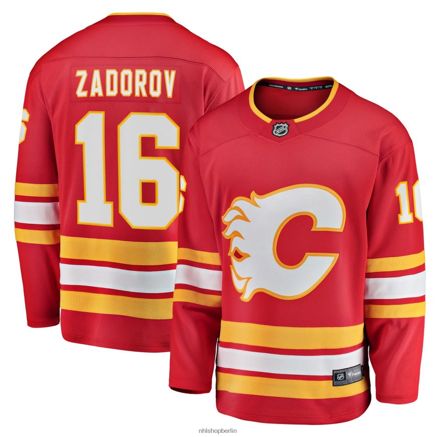 Männer NHL Calgary Flames Nikita Zadorov Fanatics-gebrandetes rotes Heim-Ausreißer-Spielertrikot Kleidung BF680T1875