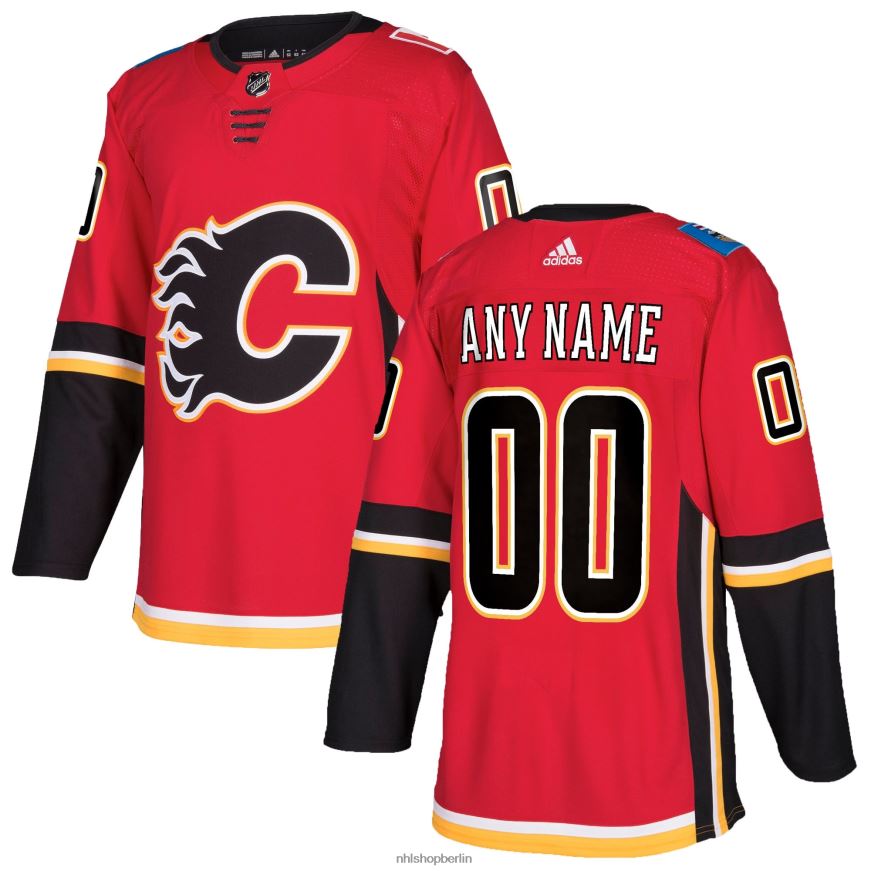 Männer NHL Calgary Flames adidas rotes authentisches individuelles Trikot Kleidung BF680T2056