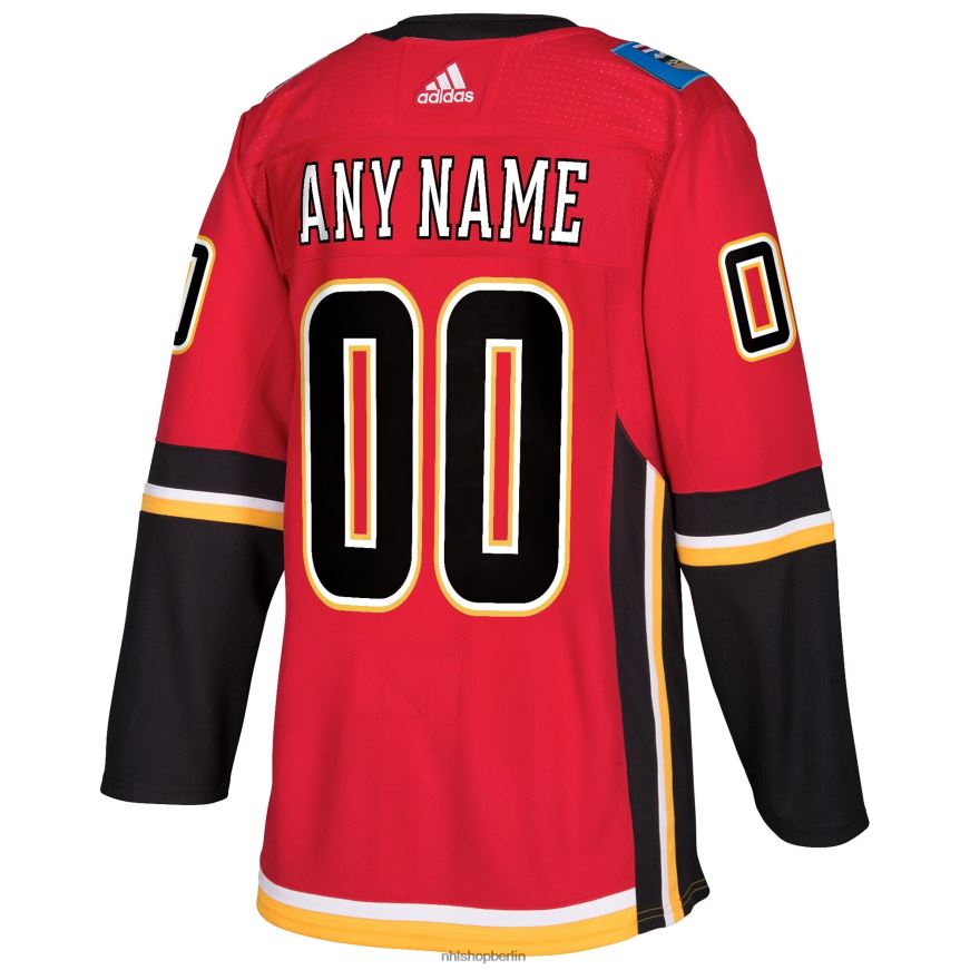 Männer NHL Calgary Flames adidas rotes authentisches individuelles Trikot Kleidung BF680T2056