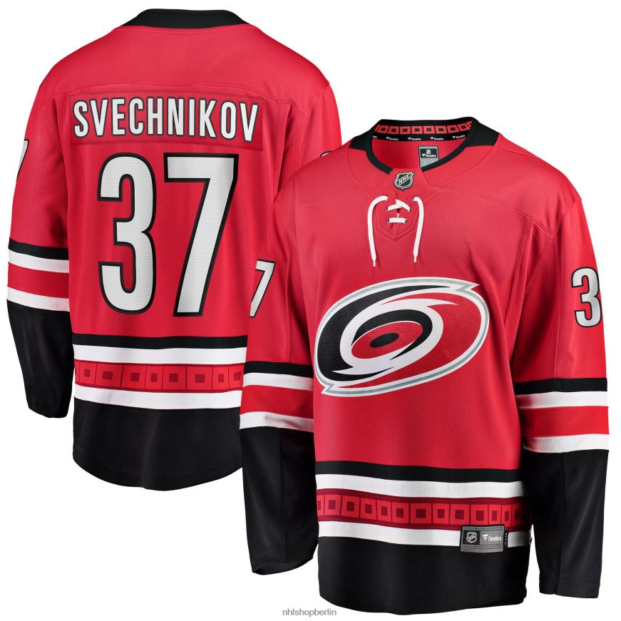 Männer NHL Carolina Hurricanes Andrei Svechnikov Fanatics-gebrandetes rotes Heim-Ausreißer-Spielertrikot Kleidung BF680T1185