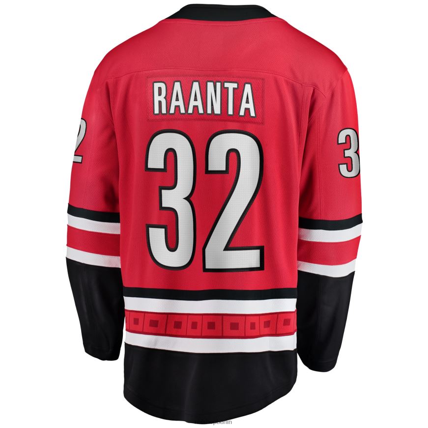 Männer NHL Carolina Hurricanes Antti Raanta Fanatics-gebrandetes rotes Heim-Ausreißer-Spielertrikot Kleidung BF680T1164