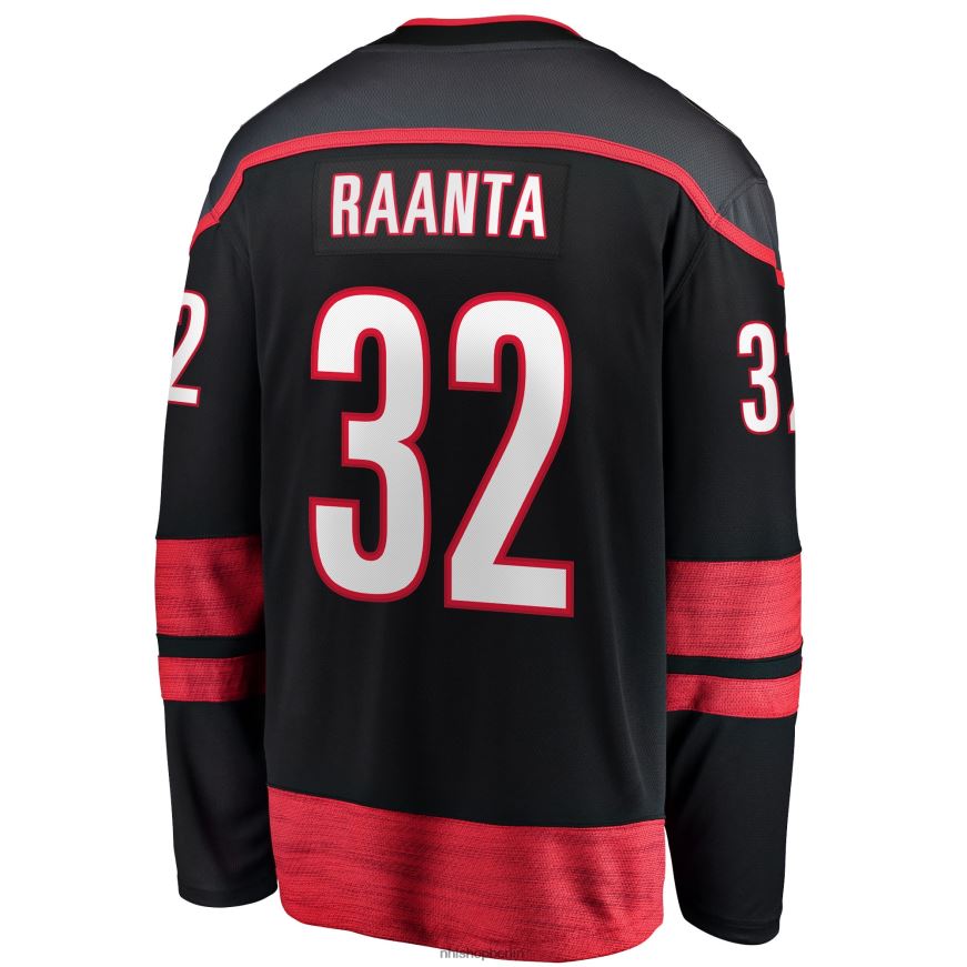 Männer NHL Carolina Hurricanes Antti Raanta Fanatics-gebrandetes schwarzes Heim-Ausreißer-Spielertrikot Kleidung BF680T1146