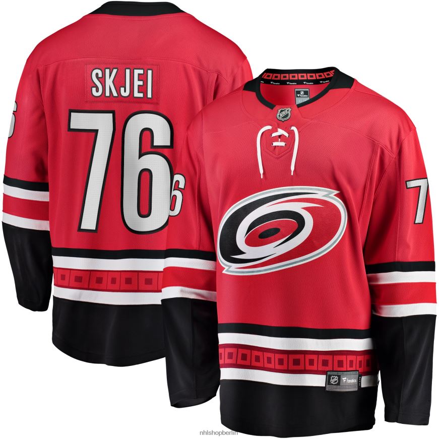 Männer NHL Carolina Hurricanes Brady Skjei Fanatics-gebrandetes rotes Breakaway-Spielertrikot Kleidung BF680T395