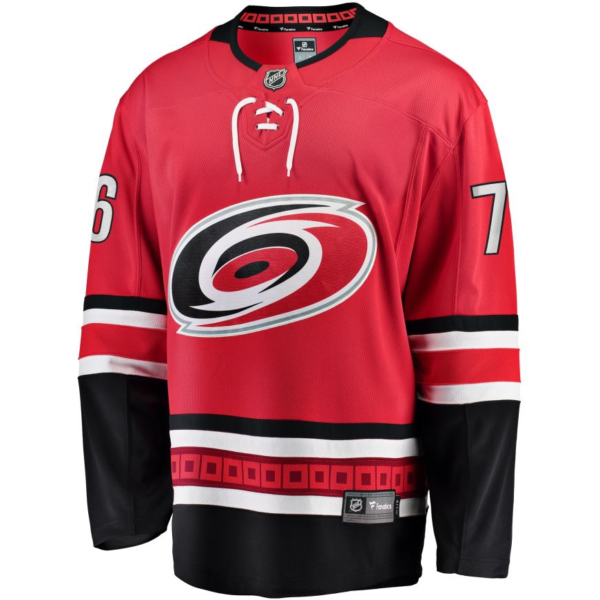 Männer NHL Carolina Hurricanes Brady Skjei Fanatics-gebrandetes rotes Breakaway-Spielertrikot Kleidung BF680T395