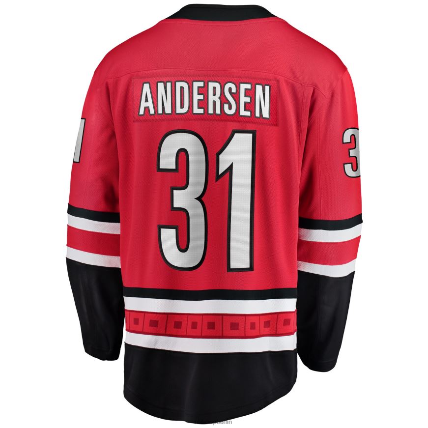 Männer NHL Carolina Hurricanes Frederik Andersen Fanatics-gebrandetes rotes Home-Breakaway-Spielertrikot Kleidung BF680T1181