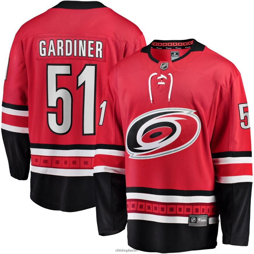 Männer NHL Carolina Hurricanes Jake Gardiner Fanatics-gebrandetes rotes Home-Breakaway-Spielertrikot Kleidung BF680T1872