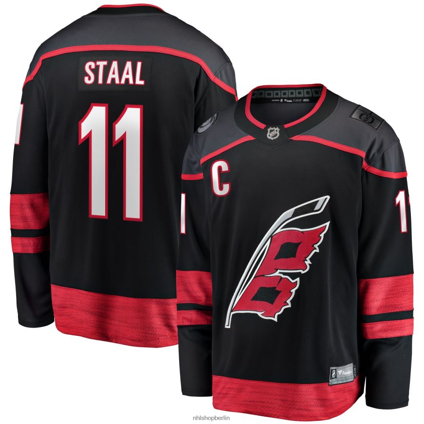 Männer NHL Carolina Hurricanes Jordan Staal Fanatics gebrandetes schwarzes Home-Captain-Patch-Trikot für abtrünnige Spieler Kleidung BF680T493