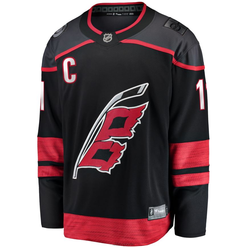 Männer NHL Carolina Hurricanes Jordan Staal Fanatics gebrandetes schwarzes Home-Captain-Patch-Trikot für abtrünnige Spieler Kleidung BF680T493