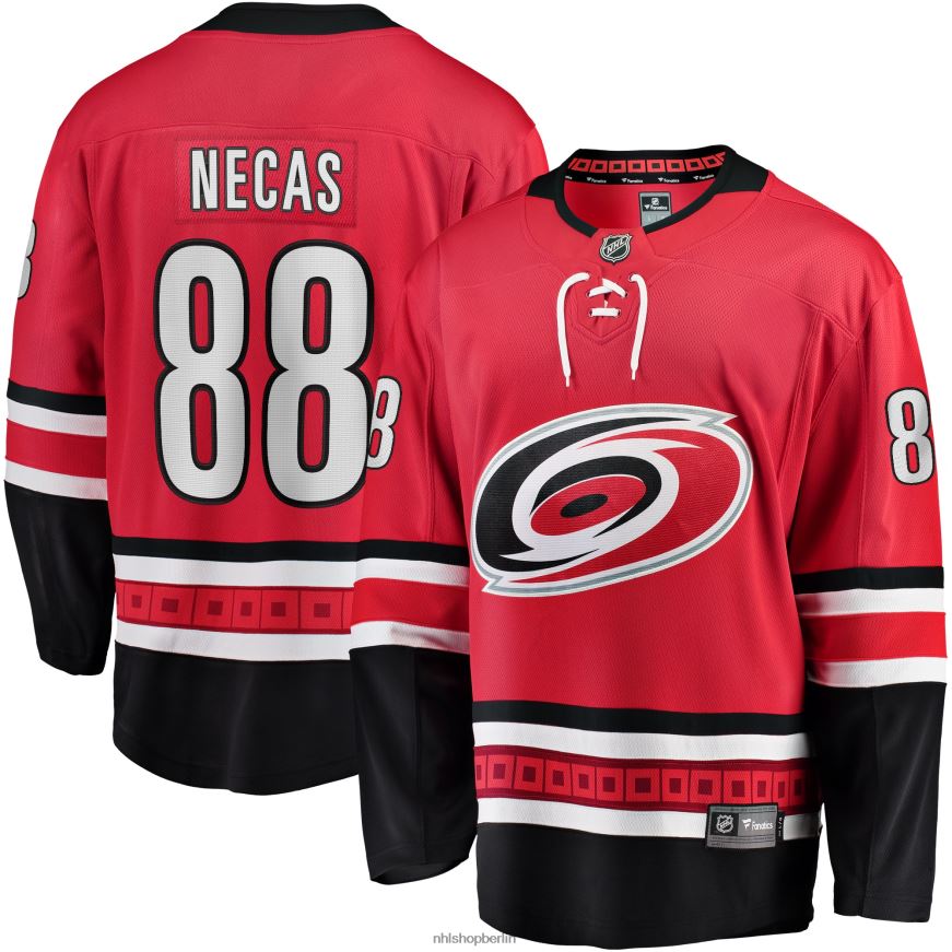 Männer NHL Carolina Hurricanes Martin Necas Fanatics-gebrandetes rotes Home-Breakaway-Spielertrikot Kleidung BF680T1608