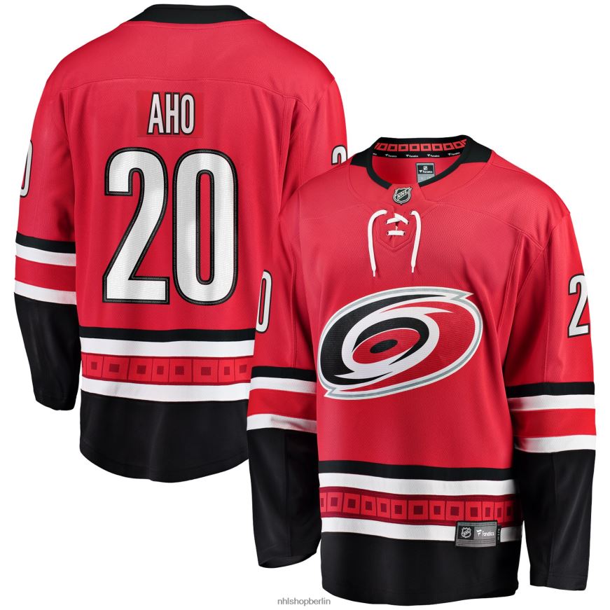 Männer NHL Carolina Hurricanes Sebastian Aho Fanatics-gebrandetes rotes Breakaway-Spielertrikot Kleidung BF680T1158