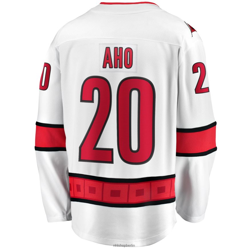 Männer NHL Carolina Hurricanes Sebastian Aho Fanatics gebrandetes weißes Auswärtstrikot für Premier Breakaway-Spieler Kleidung BF680T112