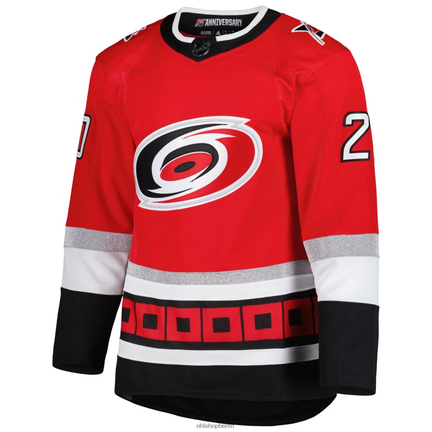 Männer NHL Carolina Hurricanes Sebastian Aho adidas rotes authentisches Pro-Primegreen-Spielertrikot zum 25-jährigen Jubiläum Kleidung BF680T529