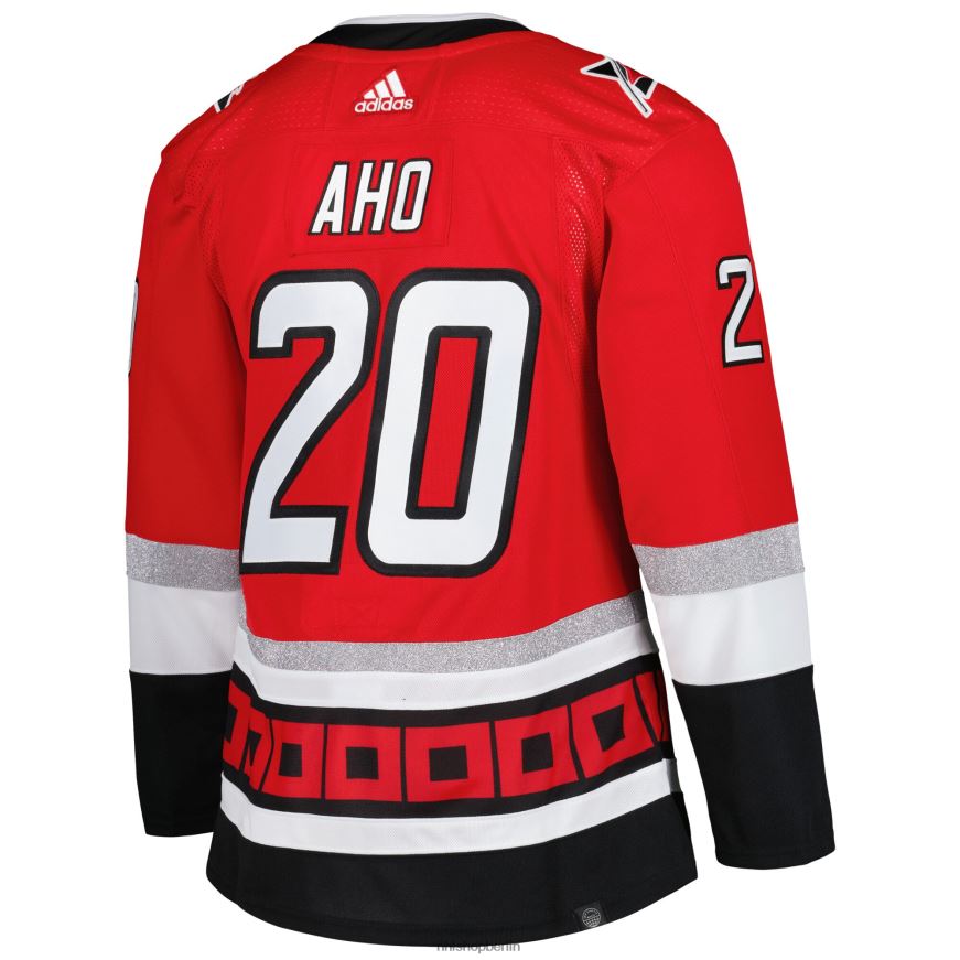 Männer NHL Carolina Hurricanes Sebastian Aho adidas rotes authentisches Pro-Primegreen-Spielertrikot zum 25-jährigen Jubiläum Kleidung BF680T529