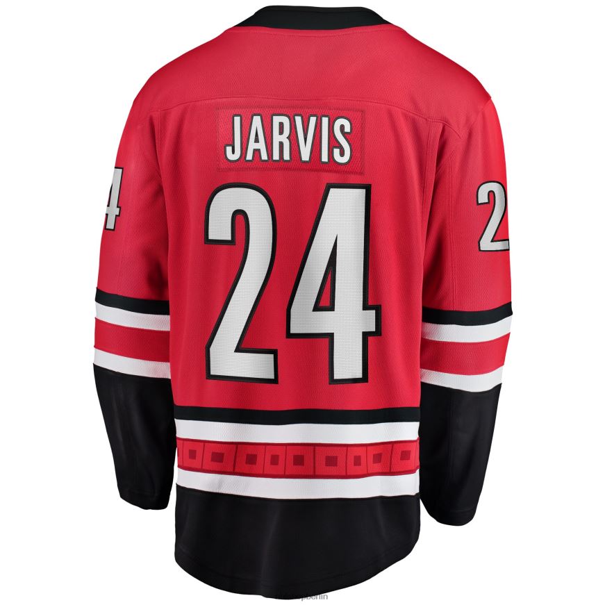 Männer NHL Carolina Hurricanes Seth Jarvis Fanatics-gebrandetes rotes Heim-Ausreißer-Spielertrikot Kleidung BF680T1178